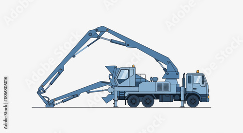 Powerful Concrete Pumping Truck Illustration At A Building Site Working On Infrastructure