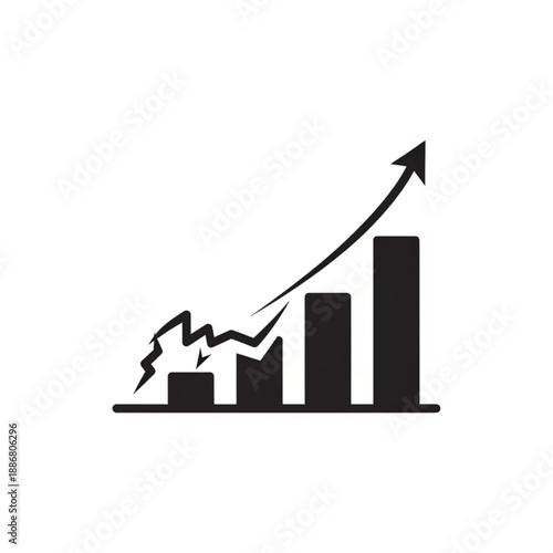 A business graph illustrating financial growth with an upward trend and increasing statistics