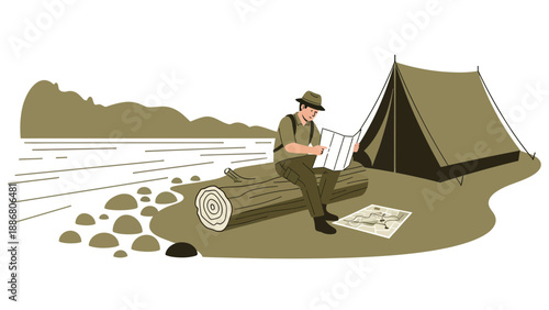 Planning Adventures Finding His Way With A Map In The Outdoors