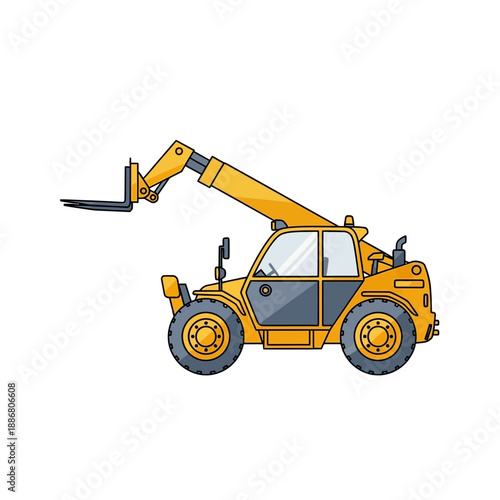 Powerful Construction Telehandler Heavy Machinery Equipment Vector Art Design