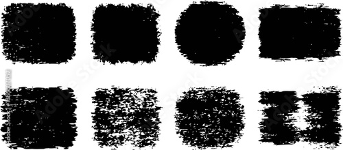 set of black grunge texture brushes with rough and distressed edges