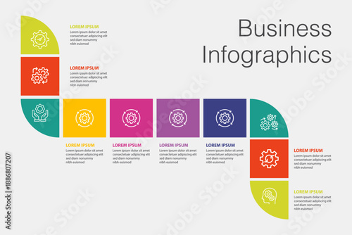 Infographic template with options for presentations, advertising, layouts, annual reports