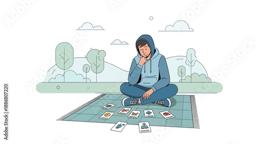 Wallpaper Mural Pondering Illustrations On A Blanket In Nature For A Relaxing And Engaging Creative Session Torontodigital.ca