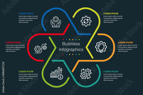 Infographic template with options for presentations, advertising, layouts, annual reports
