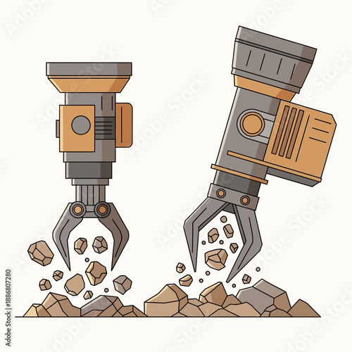 Wallpaper Mural Powerful Automated Industrial Robotic Claws Crushing Rocks And Debris For Construction Torontodigital.ca