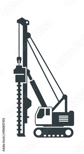 Powerful Foundation Building Pile Driver Rig Icon For Industrial Construction Projects