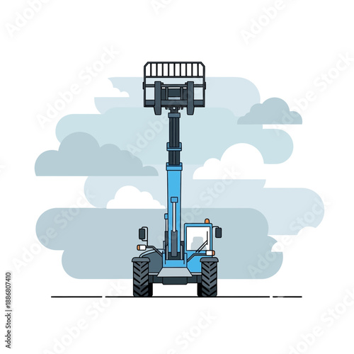 Wallpaper Mural Powerful Blue Telehandler Machine Operating At Construction Site Vector Graphic Icon Torontodigital.ca