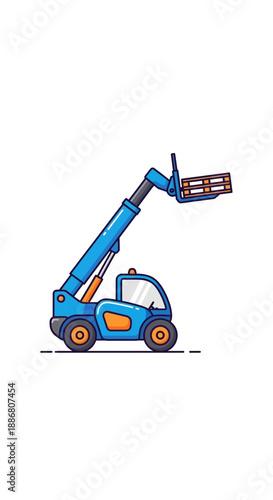 Wallpaper Mural Powerful Blue Telehandler Operating Industrial Material Handling Equipment Vector Illustration Torontodigital.ca