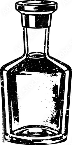 Vintage glass bottle with stopper old fashioned container for liquids, antique design vessel