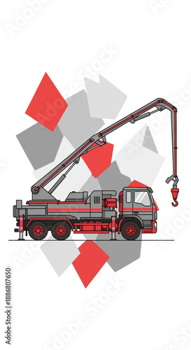 Wallpaper Mural Powerful Concrete Pump Truck Delivering Materials On Building Site Illustration Art Torontodigital.ca