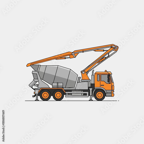 Wallpaper Mural Powerful Concrete Pump Truck Delivering Materials On Construction Site Illustration Torontodigital.ca