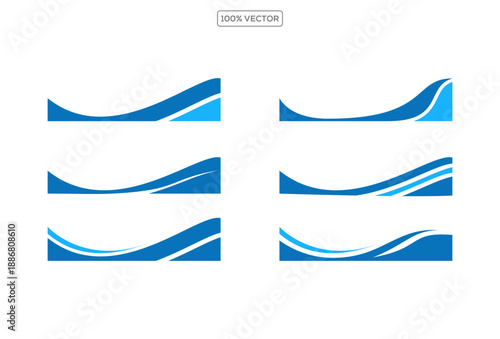 Collection of wave separator footers, modern dividers shapes vector illustration template stock vector