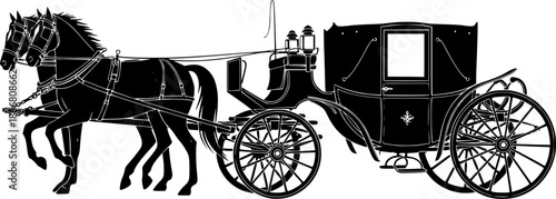 Elegant horse drawn carriage silhouette a classic and timeless design element
