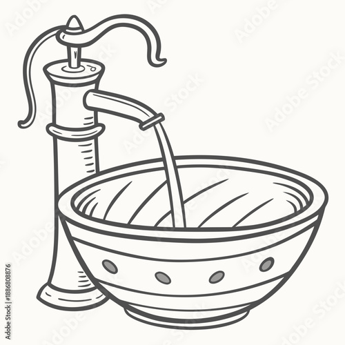 Handcrafted pottery water bowl with a clean vector design, ideal for minimalist settings