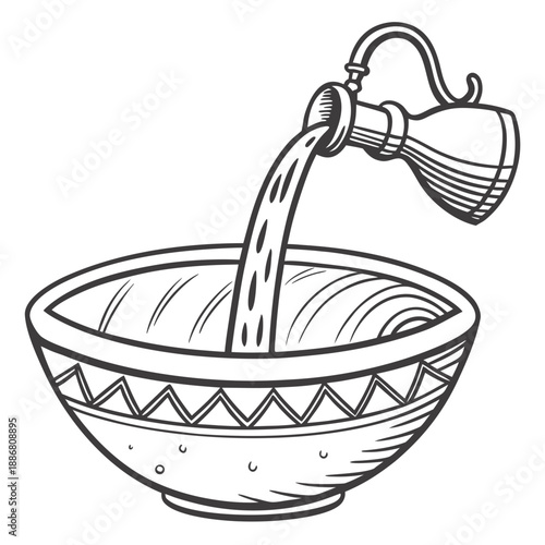 Handcrafted pottery water bowl with a clean vector design, ideal for minimalist settings