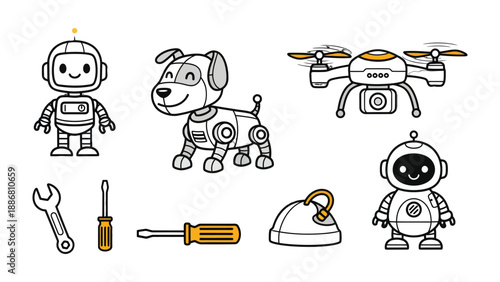 Digital Robotics Compilation: A collection of meticulously crafted, digitally-generated illustrations showcases the exciting world of robotics and technology.