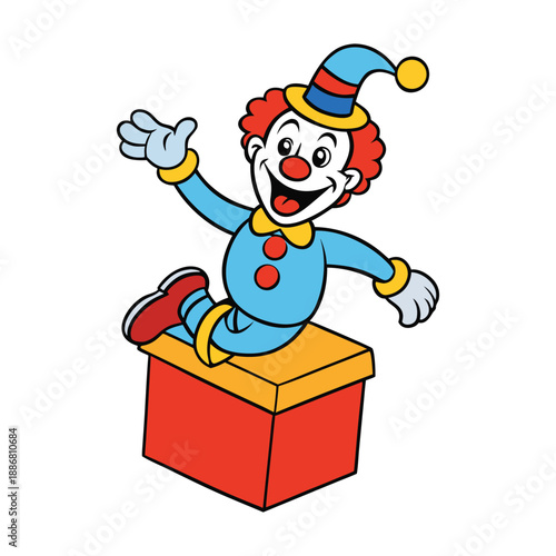 A cheerful yellow emoji grins widely, wearing a colorful jester hat with playful bells, radiating fun, laughter, and mischievous joy in a festive vibe.
