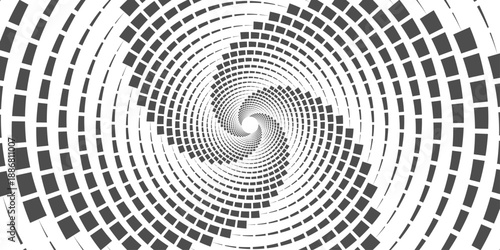 Abstract vector Hypnotic Optical Illusion with A mesmerizing spiral design of squares creates an illusion of depth and movement.