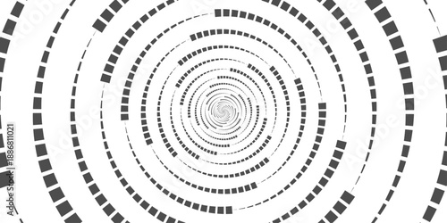 Abstract vector Hypnotic Vortex with A captivating spiral of geometric shapes creates an illusion of depth, drawing the viewer's eye towards the center of this symmetrical design.