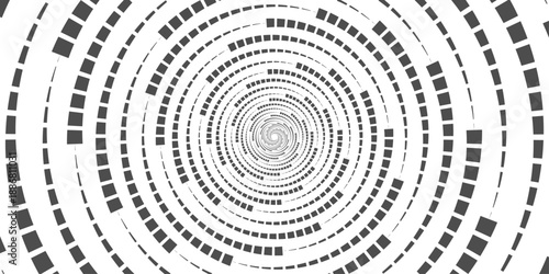 Abstract vector Hypnotic Spiral with An optical illusion of an evolving spiral design composed of geometric squares creates a sense of movement. Capturing depth and dynamic equilibrium.