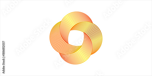 Pulsating spherical graphic constructed from a series of lines. Gold lines sign, icon, symbol, icon, logo. Monochrome graphic design. Dynamic waves concept. Abstract background, line art patte