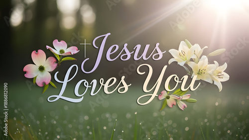 Inspirational jesus loves you floral message