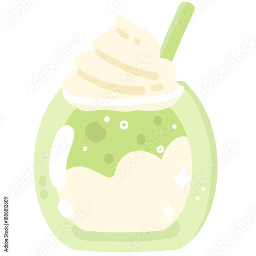 Matcha Cream Drink Illustration