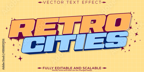 Retro sticker text effect, editable 70s and 80s text style