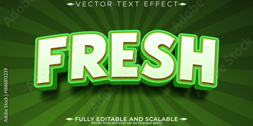 Organic green text effect, editable natural and fruit text style