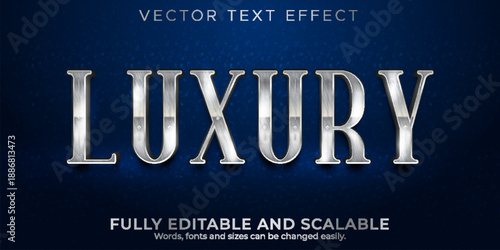 Luxury vector text effect on dark blue background with editable and scalable design