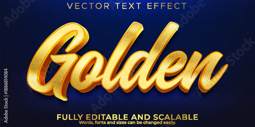 Golden 3d text effect editable vector illustration