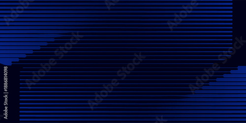 Abstract Blue Horizontal Line Background with Layered Stripes and Dynamic Cut Shape, Modern Minimal Technology Design for Business Presentation, Website Banner, Digital Interface, Corporate Branding