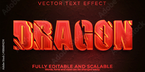 Dragon in fiery orange letters on a dark background