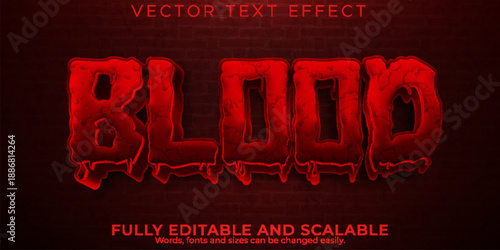Red blood text on dark background with distressed effect