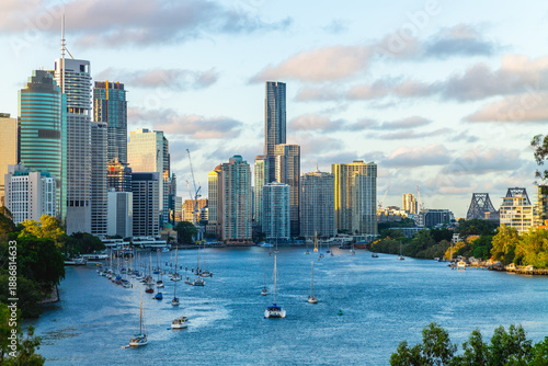 Skyline of Brisbane, capital and largest city of the state of Queensland in Australia