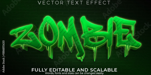 Green graffiti zombie text effect on black background