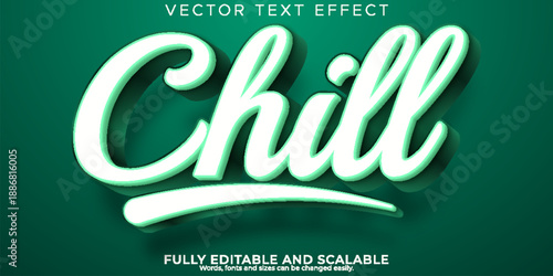 Chill neon text effect on green background with editable text