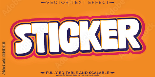 White sticker graphic on orange background with colorful border