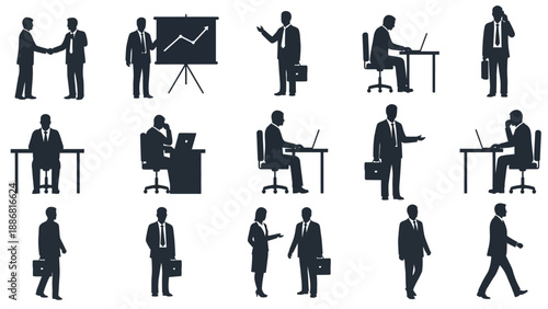 Businessmen in Various Professional Settings.