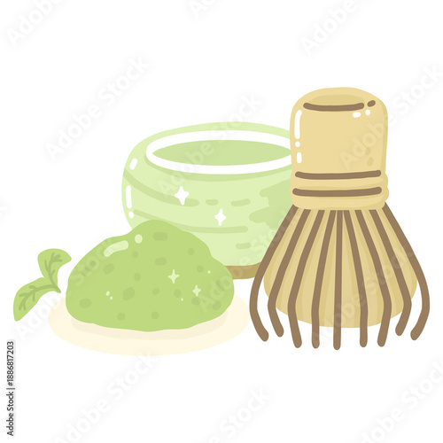 Matcha Tea Set Illustration