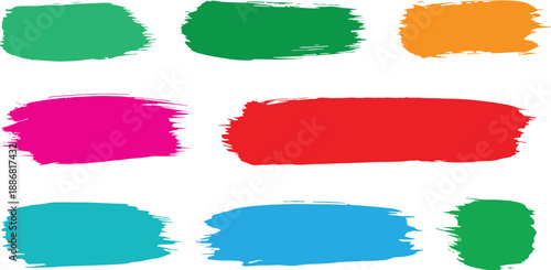 Colorful paint brush stroke collection, abstract hand painted swashes, vibrant texture elements for creative design, highlights, banners, backgrounds and modern artwork