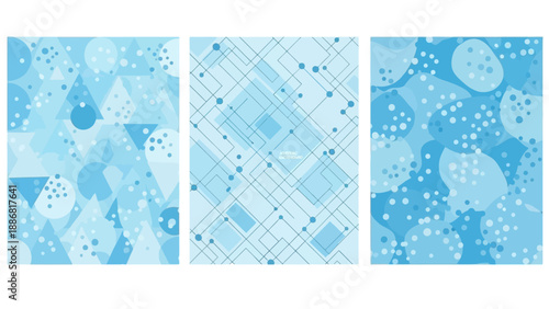 Blue Abstract Pattern with Circles and Dots.