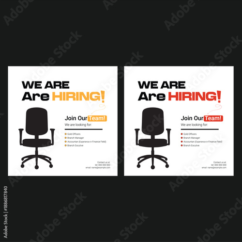 Hiring Job flyer, We are hiring Job advertisement flyer template, Vector
