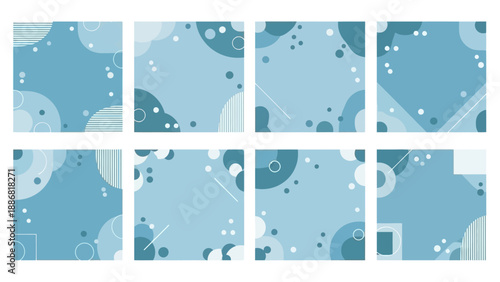Blue Abstract Geometric Pattern Collection.