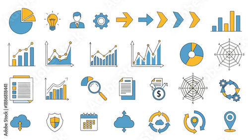 Collection of Business and Data Analysis Icons.