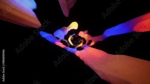 Abstract tunnel with dynamic vibrant colors and movement visual