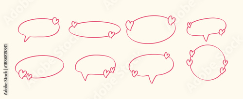 speech bubbles set heart shape