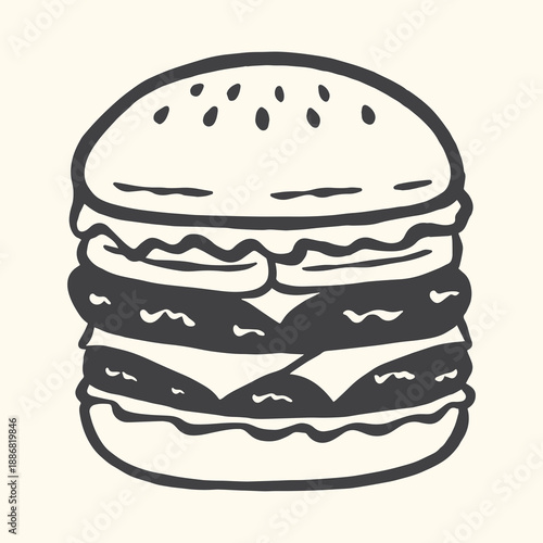 hand drawn vector illustration of a hamburger