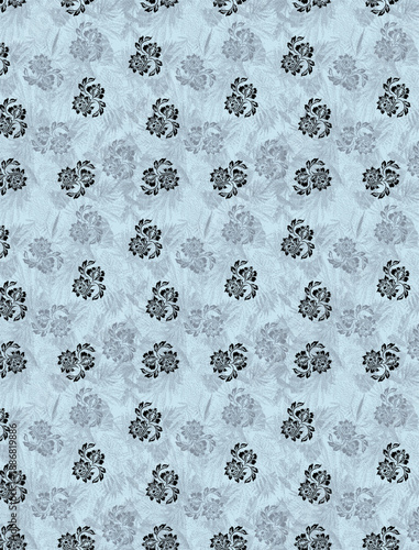 Floral Wallpaper Background Blue Floral Pattern | Vintage Seamless Floral Wallpaper Design for Fabric Print, Home Decor, Wrapping Paper