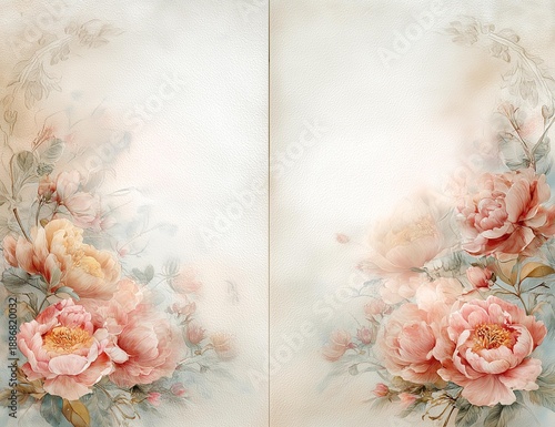 Delicate watercolor illustration of blooming roses with soft pastel colors, perfect for backgrounds and designs.